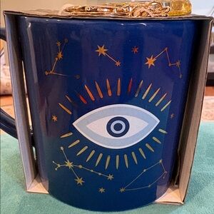 Blue Mug evil Eye and Constellation Design